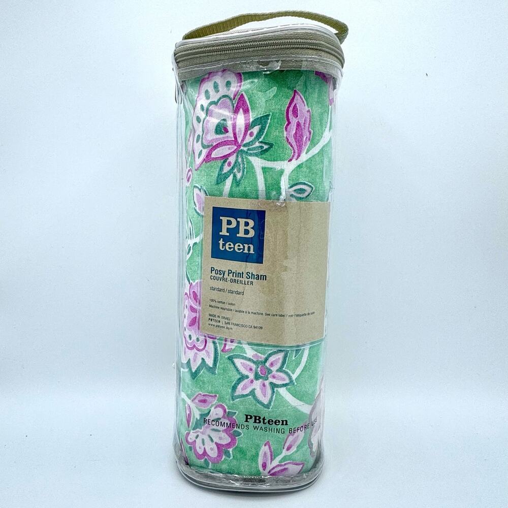 Brand‎ New Pottery Barn teen NWT Posy Print Standard Sham Green & Pink